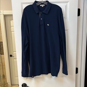 Burberry Navy Long Sleeve Polo